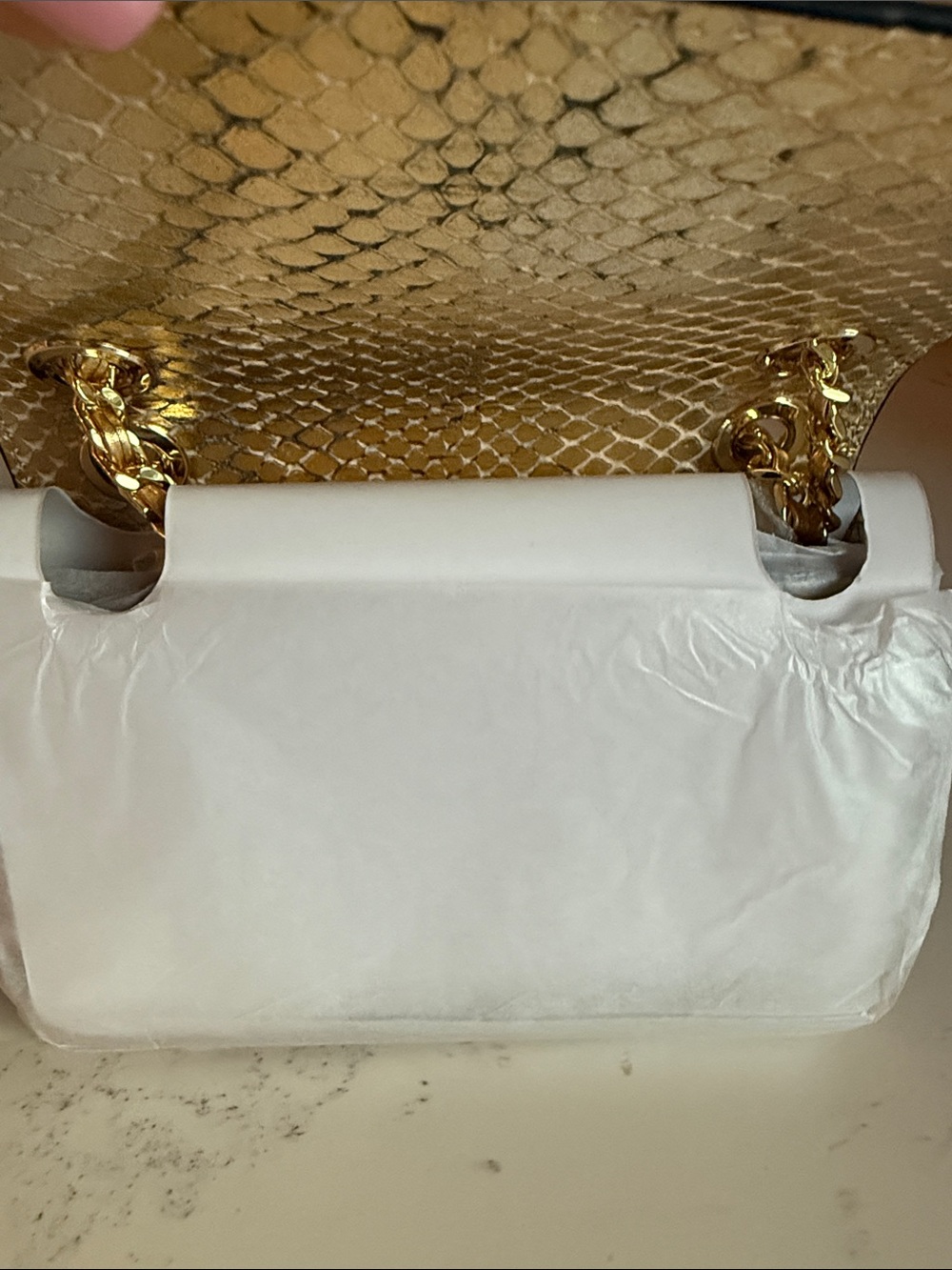Alexis Bittar Mini Bella Python Embossed Leather Clutch Color Gold Python NWT - Picture 9 of 14